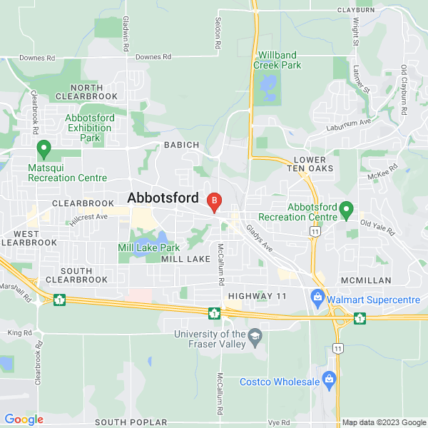 Local Reach Advertising location map: 33555 South Fraser Way, Abbotsford, BC