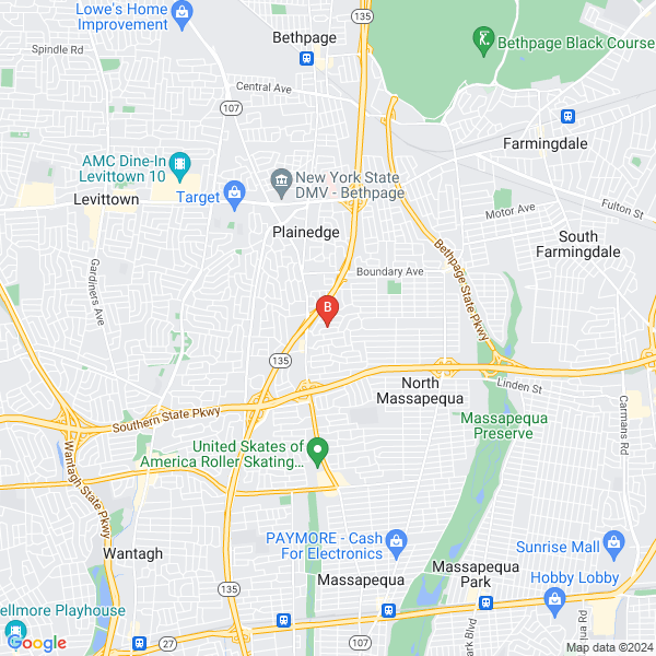 Nassau County Licensed Electrician location map: 214 Pembroke Drive, Massapequa, New York