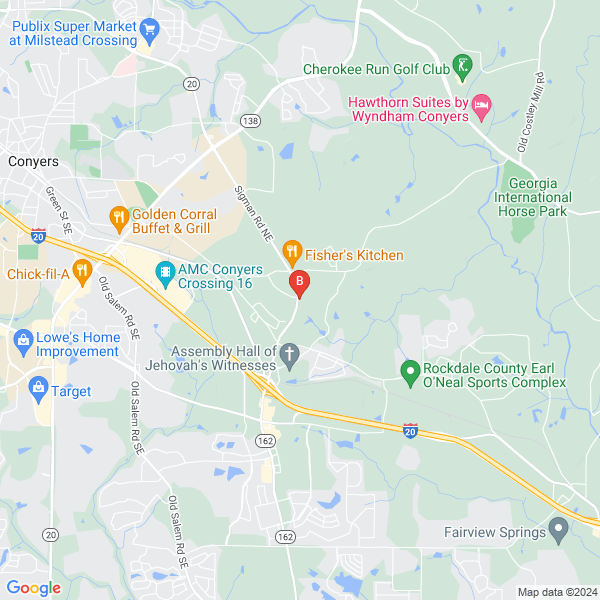 The Logos Fellowship location map: 575 Sigman Rd NE, Conyers, Georgia