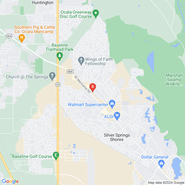Silver Springs Shores Animal Hospital location map: 7121 SE Maricamp Rd, Ocala, FL