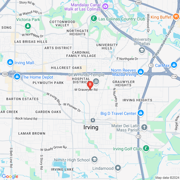 Mold Busters Dallas location map: 228 West Grauwyler Road, Irving, Texas